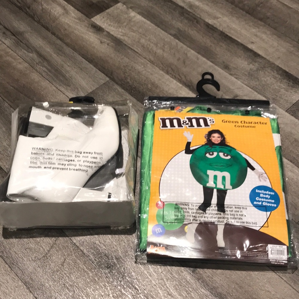 Spirit M&M Green Character Costume with Vintage Leather Knee High White Boots